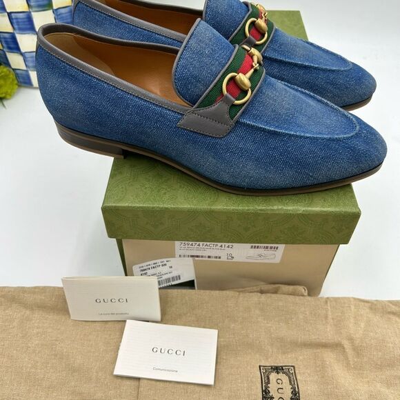 Men’s Gucci horse bit denim loafers size 10 made in Italy - Picture 8 of 10